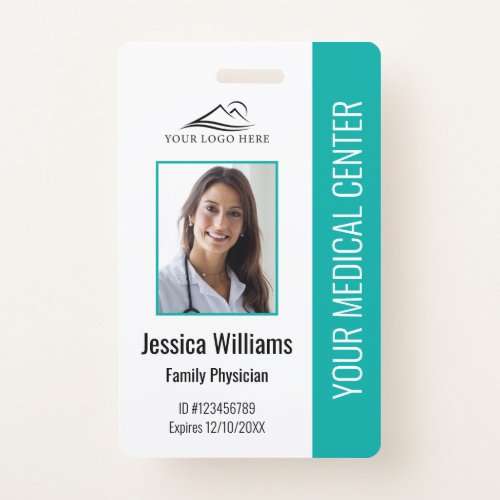 Teal Hospital Medical Employee Photo ID Badge