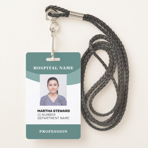 Teal Hospital Nurse Medical Employee Photo Company Badge