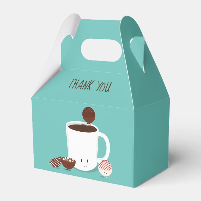 Teal Hot Chocolate Bomb Party Favor Boxes (Front Side)