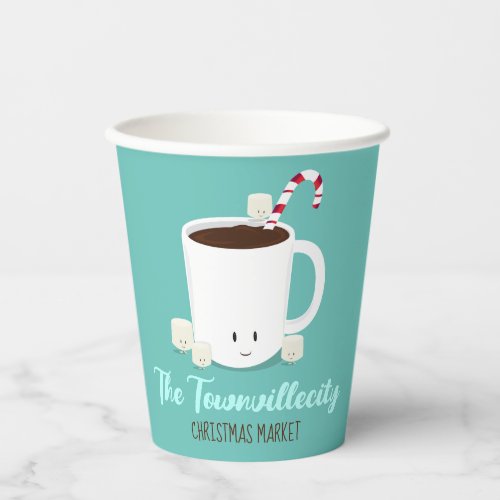 Teal Hot Chocolate Christmas Market Paper Cups