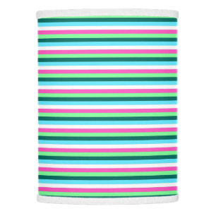 Teal Hot Pink Blue White Colorful Candy Stripes Lamp Shade