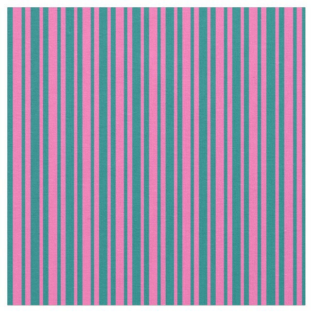 Teal & Hot Pink Striped Pattern Fabric (Close Up)