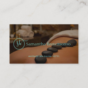 Teal Hot Stone Spa Retreat Massage Business Card
