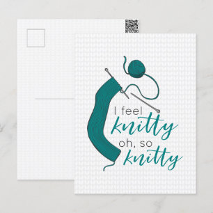 Teal I Feel Knitty Postcard