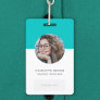 Teal ID Card | Modern Corporate Photo Name Logo QR Badge