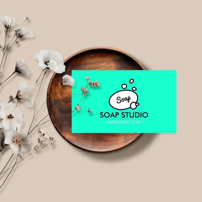 Teal Illustrated soap Business Card (Creator Uploaded)