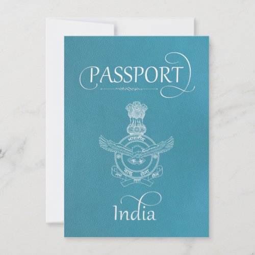 Teal India Passport Save the Date Card