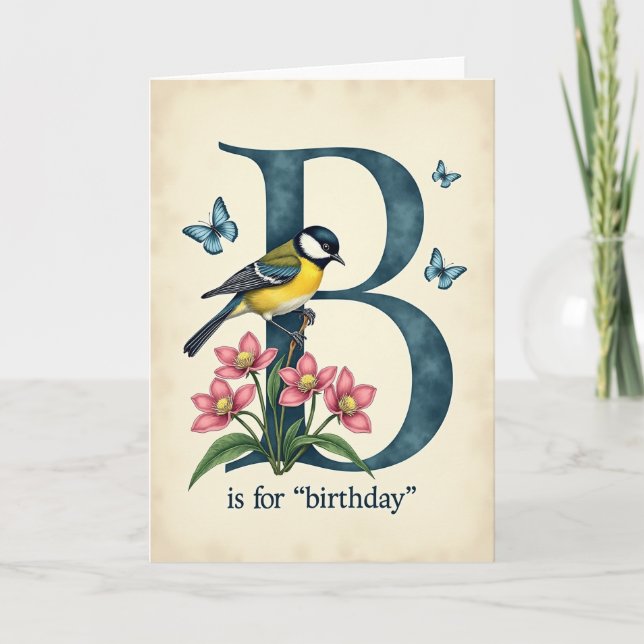 Teal Initial Birthday Card (Front)