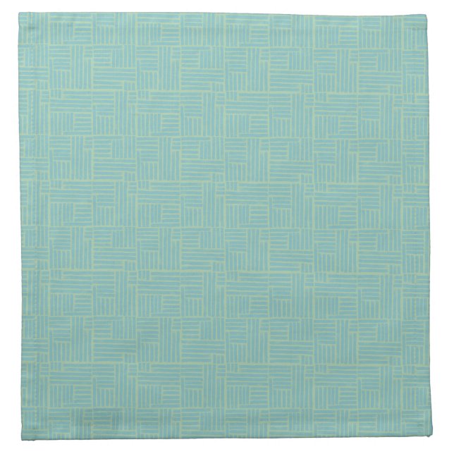 Teal ink roller stripes cloth napkin (Front)