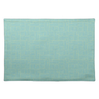 Teal ink roller stripes cloth placemat