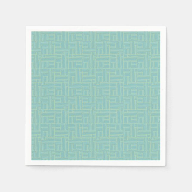 Teal ink roller stripes napkins (Front)