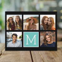 Teal Instagram 5 Photo Collage Monogram