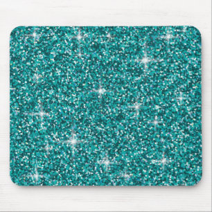 Teal iridescent glitter mouse pad
