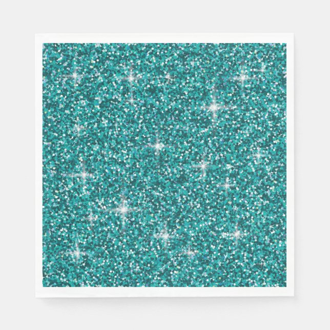 Teal iridescent glitter napkins (Front)