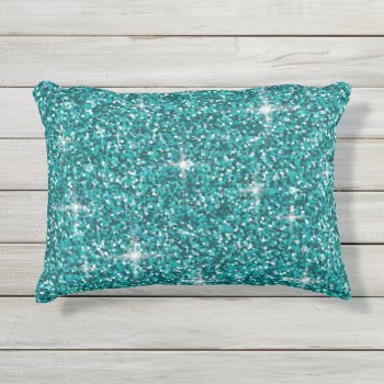 Teal Iridescent Glitter Outdoor Pillow by LifeOfRileyDesign at Zazzle