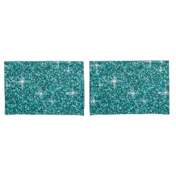 Teal Iridescent Glitter Pillowcase by LifeOfRileyDesign at Zazzle