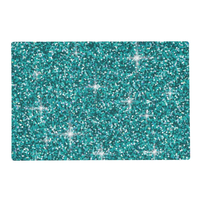 Teal iridescent glitter placemat (Back)