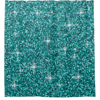 Teal Iridescent Glitter Shower Curtain by LifeOfRileyDesign at Zazzle