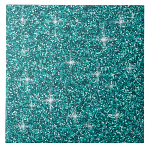 Teal iridescent glitter tile