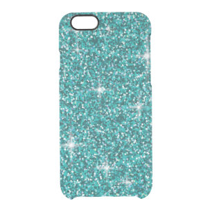 Teal iridescent glitter clear iPhone 6/6S case