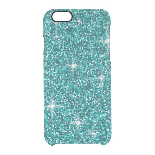 Teal iridescent glitter uncommon iPhone case (Back)