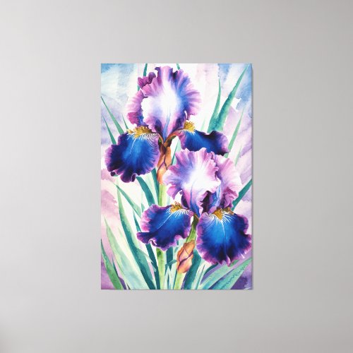  Teal Iris  Flower Artsy Iris Painting AP84 Canvas Print