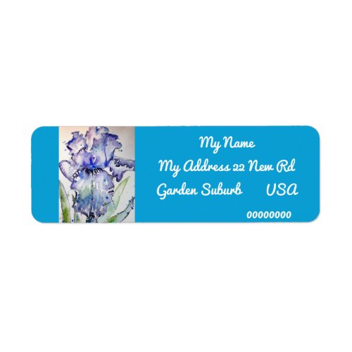 Teal Iris Watercolour Return Address Labels