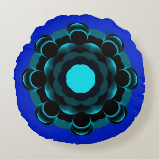 Teal-ish Mandala Design ~ 7.25.24.2 Round Pillow