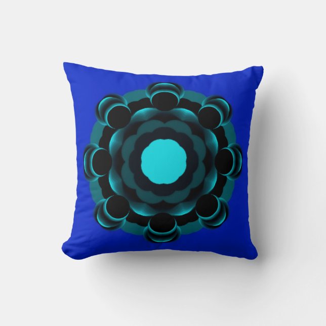 Teal-ish Mandala Design ~ 7.25.24.2 Throw Pillow (Front)