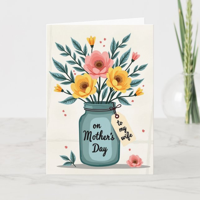 Teal Jar Mothers Day Bloom Card (Front)