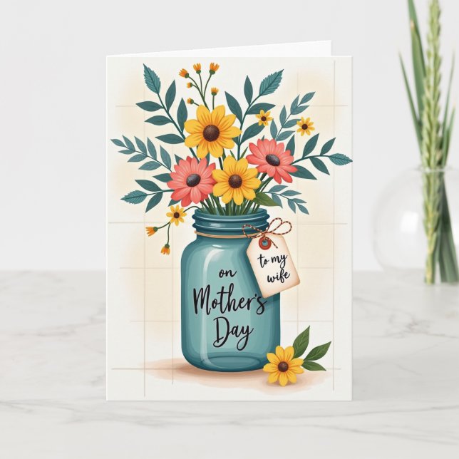 Teal Jar Mothers Day Card (Front)
