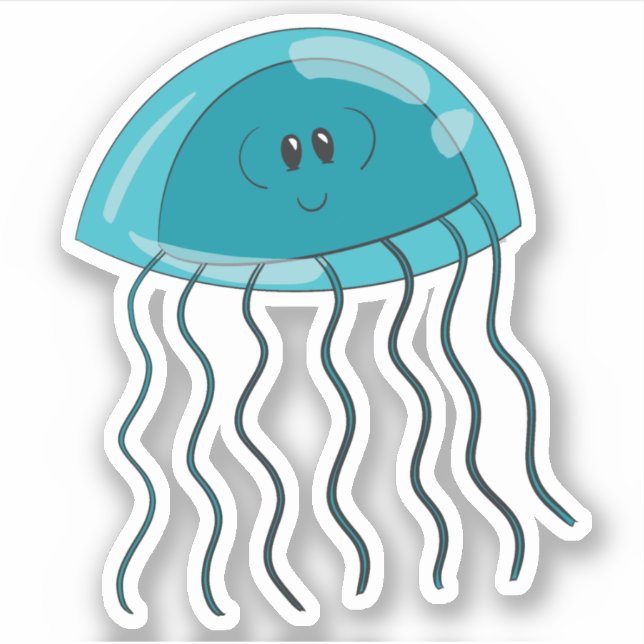 Teal jellyfish sticker (Front)