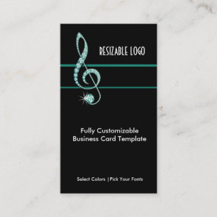 Teal Jewel Teal - Music Rhinestone Business Card