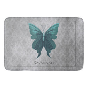 Teal Jeweled Butterfly Bath Mat