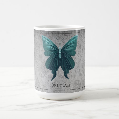 Teal Jeweled Butterfly Coffee Mug