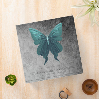 Teal Jeweled Butterfly Family Photo Album 3 Ring Binder