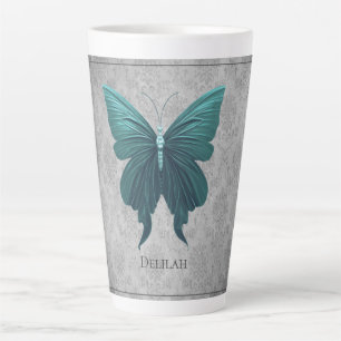 Teal Jeweled Butterfly Latte Mug