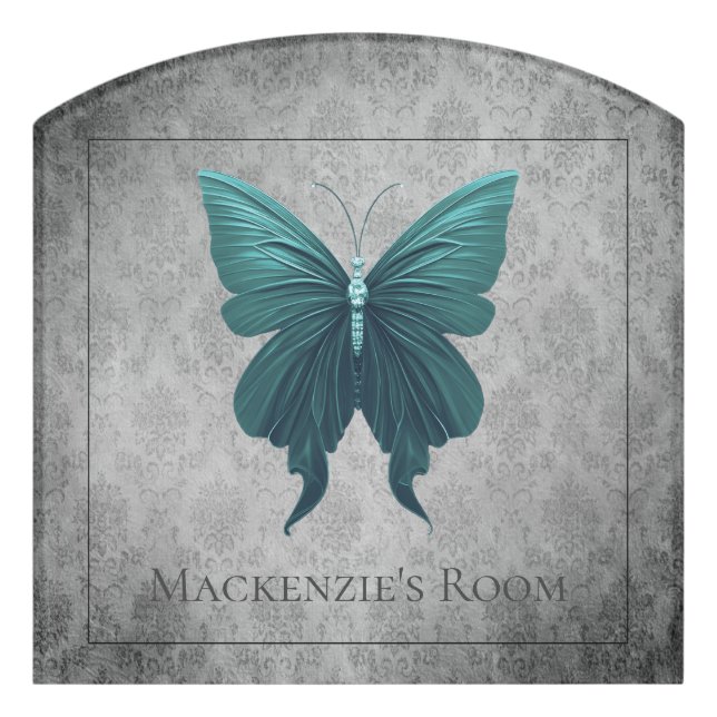 Teal Jeweled Dragonfly Door Sign (Contour Front)