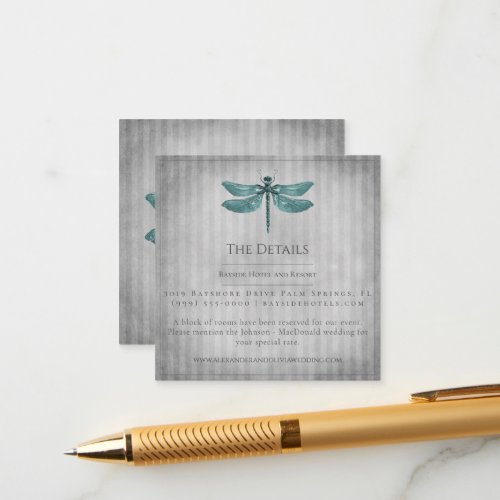 Teal Jeweled Dragonfly Wedding Enclosure Card