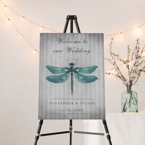 Teal Jeweled Dragonfly Wedding Foam Board