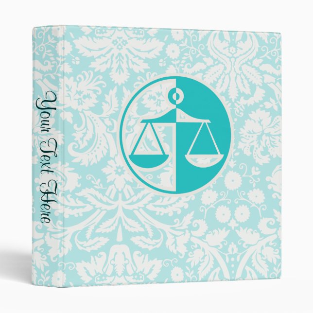 Teal Justice Scales 3 Ring Binder (Front/Spine)