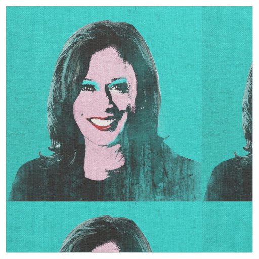 Teal Kamala Harris Pop Art Fabric