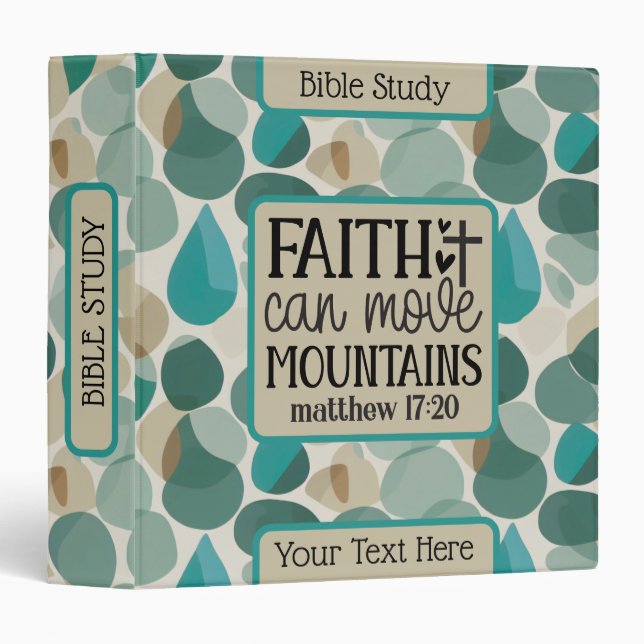 Teal Khaki Abstract Customized Bible Study 3 Ring Binder (Front/Spine)