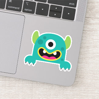 Teal Kid's Cartoon Monster Die Cut Sticker Decal