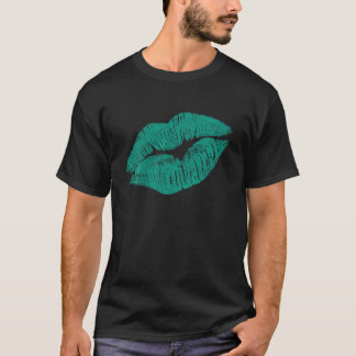 Teal Kissing Lipstick Perfect 80s Party Design T S T-Shirt