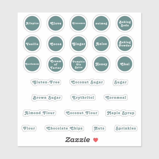 Teal Kitchen Baking Labels (Sheet)