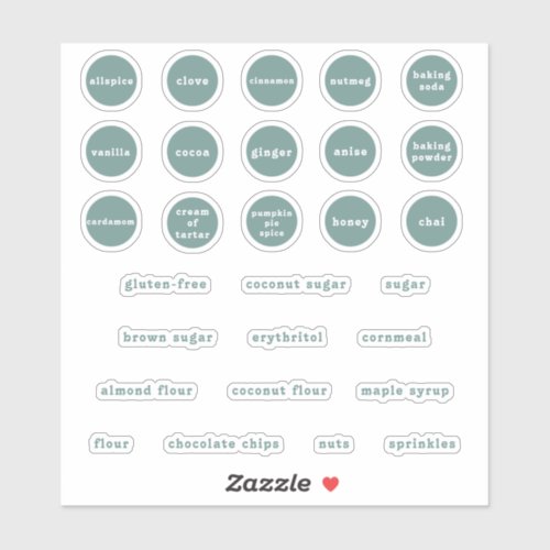 Teal Kitchen Baking Labels