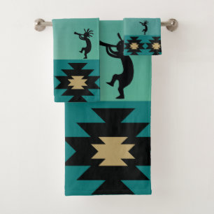 Teal Kokopelli Bath Towel Set