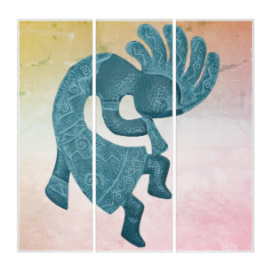 Teal Kokopelli Southwestern Triptych