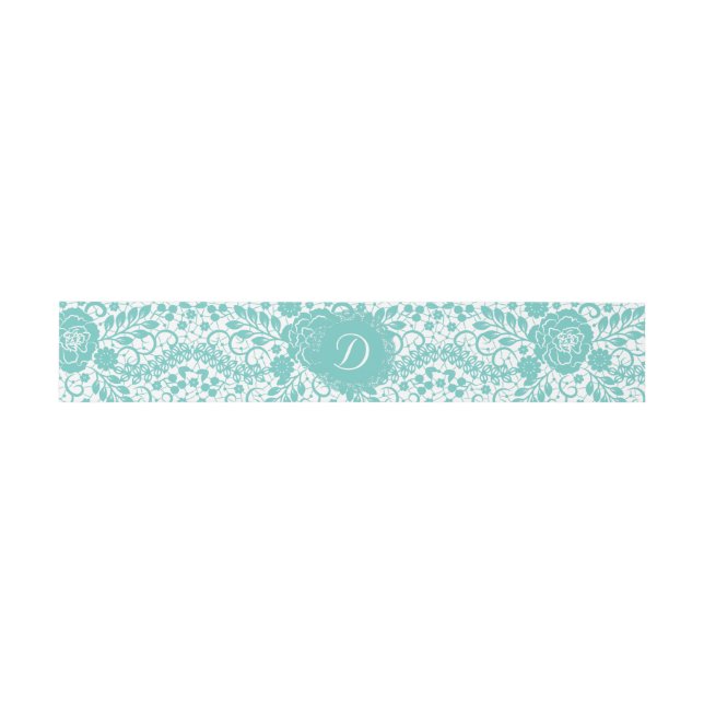 Teal Lace Belly Band with Monogram (Flat)